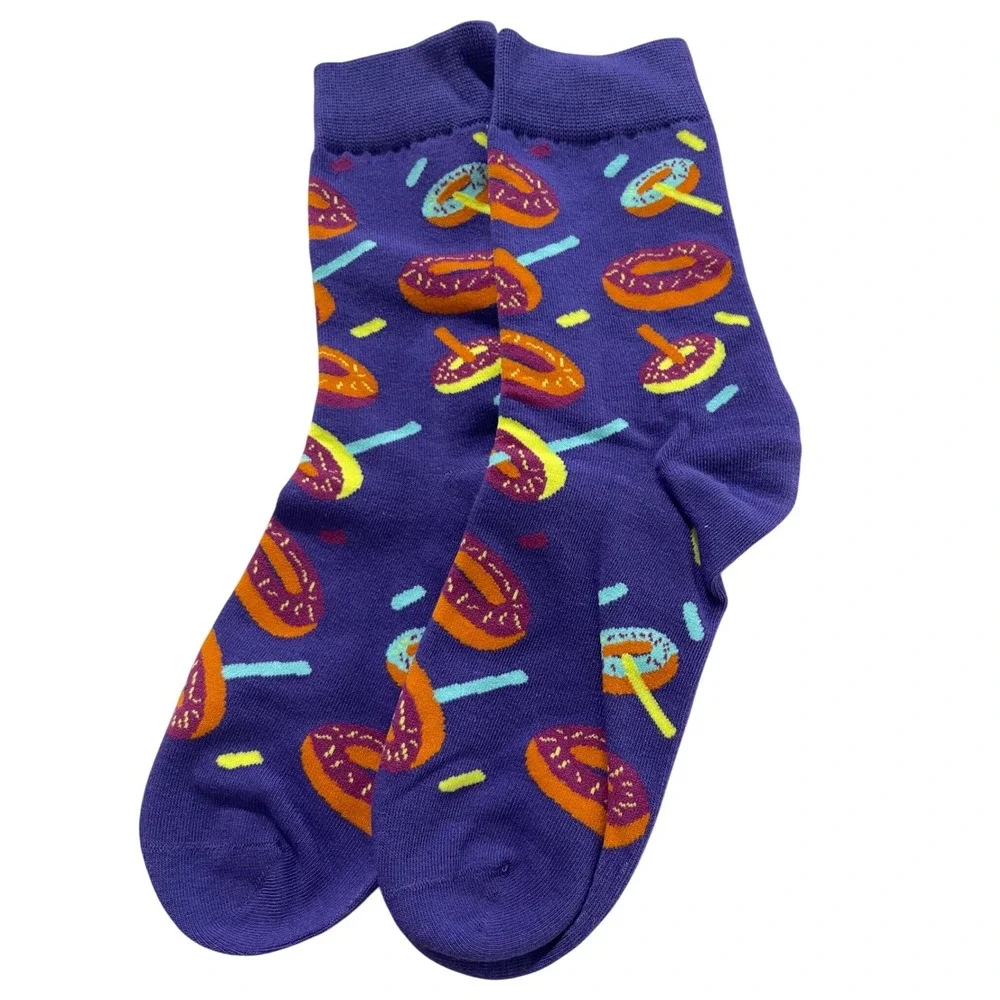 8 Pair Colorful Food Crew Socks Bundle Novelty Sushi Apple Donut Cupcake NEW